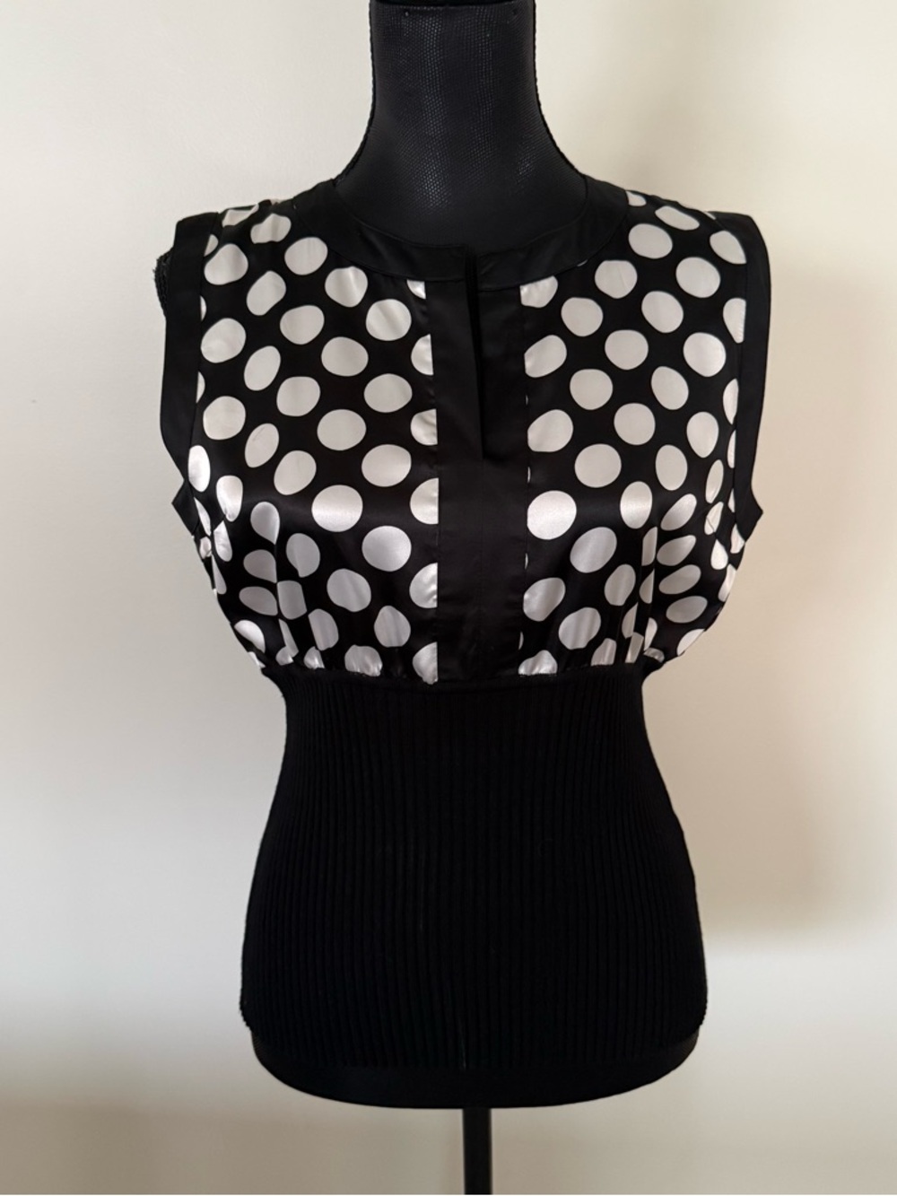 Belldini Back and White Polka Dot Sleeveless Top
